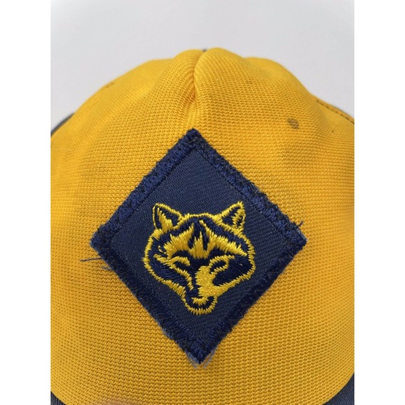 Vintage CUB SCOUTS Wolf Cubs Boy Snap Back Hat Cap BSA Yellow Navy Small Medium - Picture 3 of 10